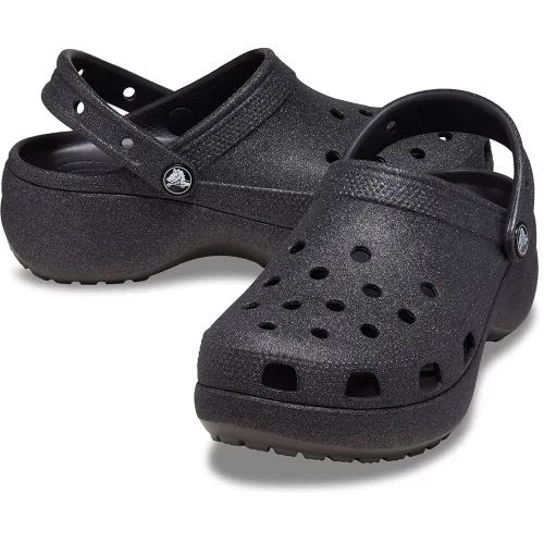 Crocs Classic Platform Glitter Clog - BLK